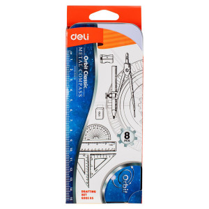 Bộ Compa + thước 8 loại hộp sắt G30505 (Deli)